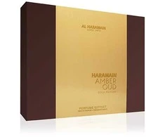 „Al Haramain Amber Oud Gold Edition“ rinkinys (EDP 75 ml + EDP 30 ml + purškiklis 200 ml)