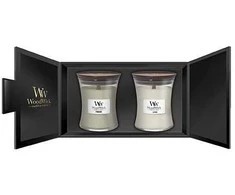 WoodWick Aromatinių žvakių rinkinys (Fireside, Linen), 2 x 275 g