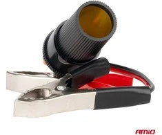 Adapteris į žiebtuvėlio lizdą 12V/24V, krokodilo tipo, 15 cm AMIO-03803