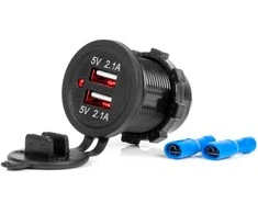 Amio Vandeniui atsparus telefono įkroviklis 2xUSB 12/24V MOD-04