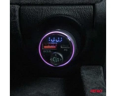Automobilinis FM siųstuvas, 1×USB-A 1×USB-C 12V 24V AMIO-04655