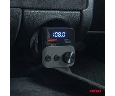 Automobilinis FM siųstuvas, 1×USB-A 1×USB-C 12V 24V AMIO-04647