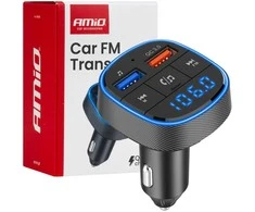 Automobilinis FM siųstuvas, 2×USB-A 12V 24V AMIO-04648