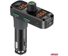 Automobilinis FM siųstuvas, 2×USB-A 1×USB-C Micro SD 12V 24V AMIO-04653