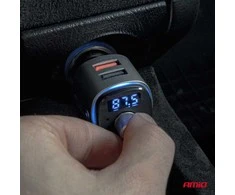 Automobilinis FM siųstuvas, 2×USB-A Micro SD 12V 24V AMIO-04654