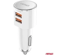 Automobilinis įkroviklis 2x USB-A 3.4A 12/24V AMiO-03888