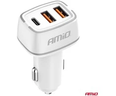 Automobilinis įkroviklis 2x USB-A + USB-C 32W 12/24V AMiO-03890