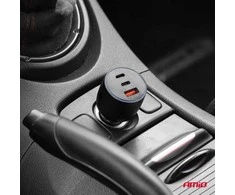 Automobilinis įkroviklis 2x USB-C + USB-A 12/24V 100W AMIO-04371