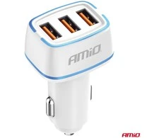 Automobilinis įkroviklis 3x USB-A 30W 12/24V AMiO-03889