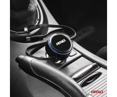 Automobilinis įkroviklis su ištraukiamu C kabeliu, Lightning ir USB-C 12/24V 60W AMIO-04370