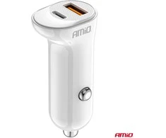 Automobilinis įkroviklis USB-A+ USB-C 20W 12/24V AMiO-03875