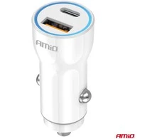 Automobilinis įkroviklis USB-A + USB-C 20W 12/24V AMiO-03881