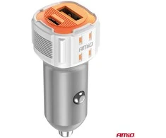 Automobilinis įkroviklis USB-A + USB-C 20W 12/24V AMiO-03882