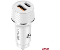 Automobilinis įkroviklis USB-A + USB-C 20W 12/24V AMiO-03878