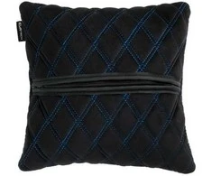 Automobilio pagalvė EVAtech 30x30 cm - juoda / mėlynos siūlės