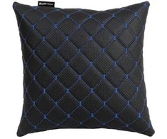 Automobilio pagalvė EVAtech ECO 30x30 cm - juoda / mėlynos siūlės