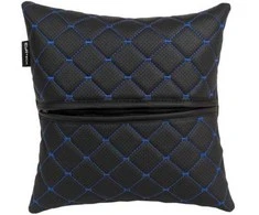 Automobilio pagalvė EVAtech ECO 30x30 cm - juoda / mėlynos siūlės