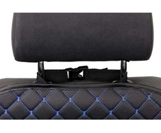 Automobilio sėdynės atlošo apsauga nuo vaikų EVAtech ECO 75x46 cm - juoda / juodi kraštai / mėlynos siūlės