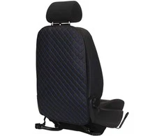Automobilio sėdynės atlošo apsauga nuo vaikų EVAtech ECO 75x46 cm - juoda / juodi kraštai / mėlynos siūlės
