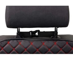 Automobilio sėdynės atlošo apsauga nuo vaikų EVAtech ECO 75x46 cm - juoda / juodi kraštai / raudonos siūlės