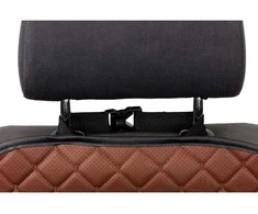 Automobilio sėdynės atlošo apsauga nuo vaikų EVAtech ECO 75x46 cm - ruda / juodi kraštai / rudos siūlės