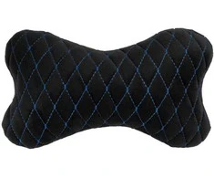 Automobilio sėdynės galvos atramos pagalvė EVAtech 27x16 cm - juoda / mėlynos siūlės