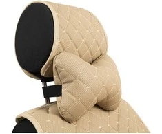 Automobilio sėdynės galvos atramos pagalvė EVAtech ECO 27x16 cm - smėlio / smėlio siūlės