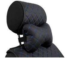 Automobilio sėdynės galvos atramos pagalvė EVAtech ECO 27x16 cm - juoda / mėlynos siūlės