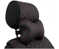Automobilio sėdynės galvos atramos pagalvė EVAtech ECO 27x16 cm - juoda / raudonos siūlės