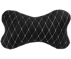 Automobilio sėdynės galvos atramos pagalvė EVAtech 27x16 cm - juoda / baltos siūlės