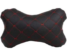 Automobilio sėdynės galvos atramos pagalvė EVAtech ECO 27x16 cm - juoda / raudonos siūlės