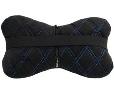 Automobilio sėdynės galvos atramos pagalvė EVAtech 27x16 cm - juoda / mėlynos siūlės