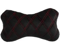 Automobilio sėdynės galvos atramos pagalvė EVAtech 27x16 cm - juoda / raudonos siūlės