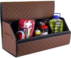 Bagažinės daiktadėžė EVAtech ECO L 30x30x65 cm - ruda / juodi kraštai / rudos siūlės / juodas vidus