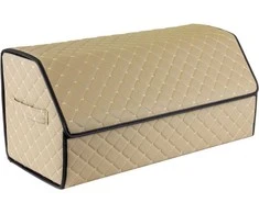 Bagažinės daiktadėžė EVAtech ECO L 30x30x65 cm - smėlio / juodi kraštai / smėlio siūlės / juodas vidus