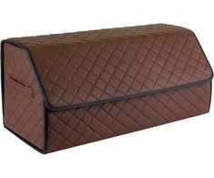 Bagažinės daiktadėžė EVAtech ECO L 30x30x65 cm - ruda / juodi kraštai / rudos siūlės / raudonas vidus