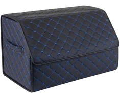 Bagažinės daiktadėžė EVAtech ECO M 30x30x50 cm - juoda / juodi kraštai / mėlynos siūlės / juodas vidus