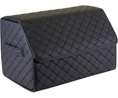 Bagažinės daiktadėžė EVAtech ECO M 30x30x50 cm - juoda / juodi kraštai / juodos siūlės / raudonas vidus