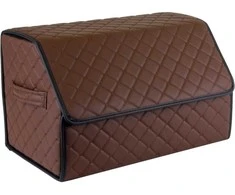 Bagažinės daiktadėžė EVAtech ECO M 30x30x50 cm - ruda / juodi kraštai / rudos siūlės / raudonas vidus