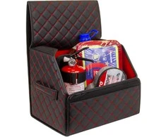 Bagažinės daiktadėžė EVAtech ECO S 30x30x35 cm - juoda / juodi kraštai / raudonos siūlės / raudonas vidus