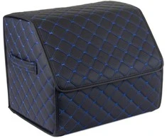 Bagažinės daiktadėžė EVAtech ECO S 30x30x35 cm - juoda / juodi kraštai / mėlynos siūlės / juodas vidus