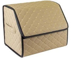 Bagažinės daiktadėžė EVAtech ECO S 30x30x35 cm - smėlio / juodi kraštai / smėlio siūlės / juodas vidus