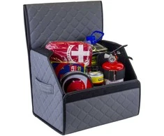 Bagažinės daiktadėžė EVAtech ECO S 30x30x35 cm - pilka / juodi kraštai / pilkos siūlės / juodas vidus