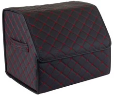 Bagažinės daiktadėžė EVAtech ECO S 30x30x35 cm - juoda / juodi kraštai / raudonos siūlės / juodas vidus