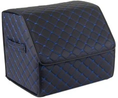 Bagažinės daiktadėžė EVAtech ECO S 30x30x35 cm - juoda / juodi kraštai / mėlynos siūlės / raudonas vidus