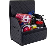 Bagažinės daiktadėžė EVAtech ECO S 30x30x35 cm - juoda / juodi kraštai / juodos siūlės / juodas vidus