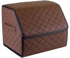 Bagažinės daiktadėžė EVAtech ECO S 30x30x35 cm - ruda / juodi kraštai / rudos siūlės / raudonas vidus