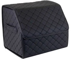 Bagažinės daiktadėžė EVAtech ECO S 30x30x35 cm - juoda / juodi kraštai / juodos siūlės / raudonas vidus