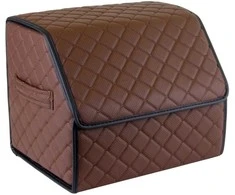 Bagažinės daiktadėžė EVAtech ECO S 30x30x35 cm - ruda / juodi kraštai / rudos siūlės / juodas vidus