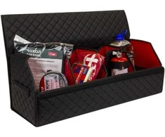 Bagažinės daiktadėžė EVAtech ECO XL 30x30x80 cm - juoda / juodi kraštai / juodos siūlės / raudonas vidus